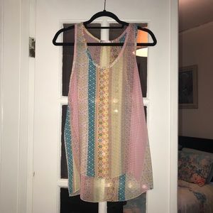 Chris & Carol Super Fun Floral Tank. Sheer